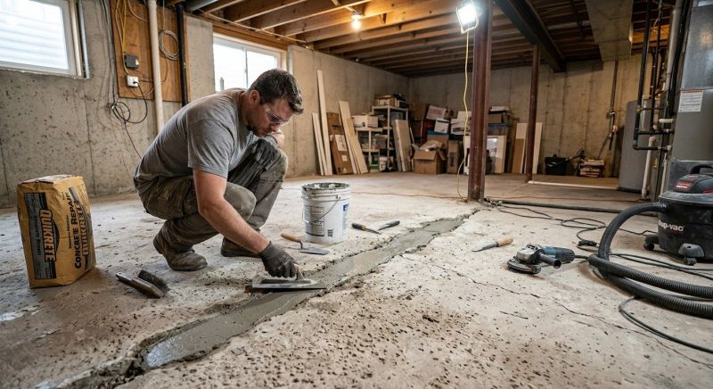 Cracked Basement Floor Repair in Granby, CO