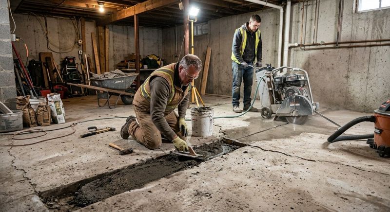Cracked Basement Floor Repair in Granby, CO